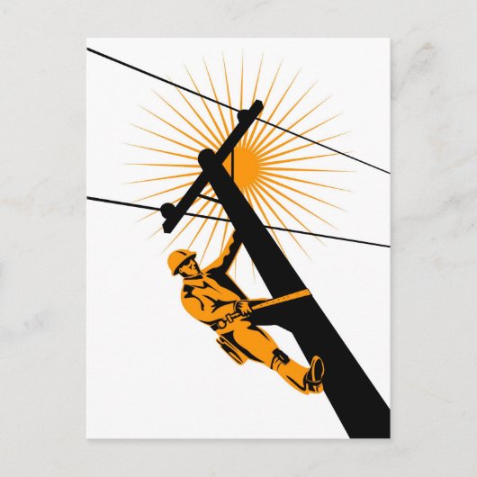 Power Lineman Electricia-werknemer Briefkaart (Voorkant)