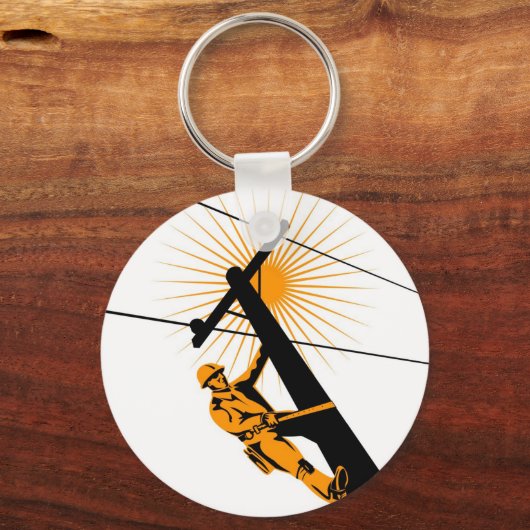 Power Lineman Electricia-werknemer Sleutelhanger (Voorkant)