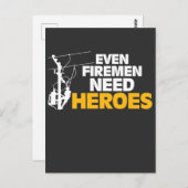 Power Lineman Gift Funny zelfs Firemen heeft helde Briefkaart (Voorkant / Achterkant)