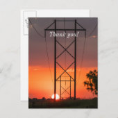 Power Lines Sunset Silhouette Dank u Briefkaart (Voorkant / Achterkant)