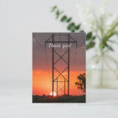 Power Lines Sunset Silhouette Dank u Briefkaart (Staand voorkant)