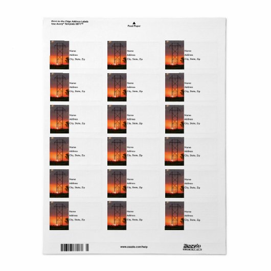Power Lines Sunset Silhouette Etiket (Full Sheet)