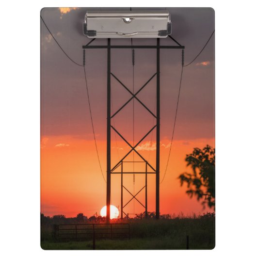 Power Lines Sunset Silhouette Klembord (Voorkant)