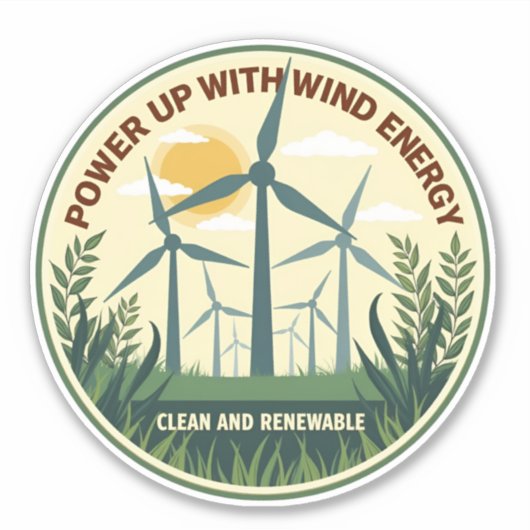 Power Met Windenergie Bumpersticker - hernieuwbaar Sticker (Voorkant)
