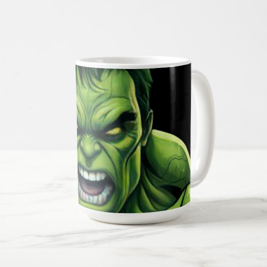 Power Monster Comic Mug – Green Muscular Creature  Koffiemok (Voorkant rechts)