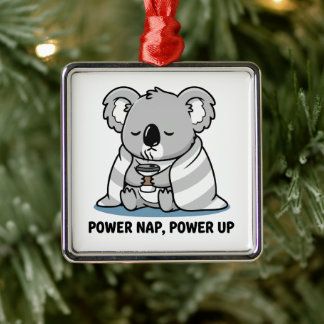 Power Nap Power Up Cute Koala Metalen Ornament