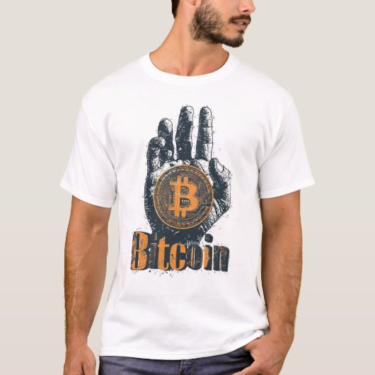 Power of Bitcoin Cryptocurrency Hand Design T-shirt (Voorkant)