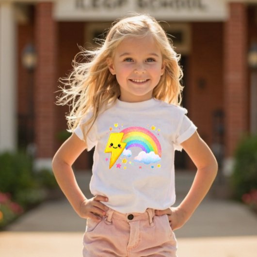 Power Pals™ Rainbow Bolt Peuter T-Shirt – Cute Ra