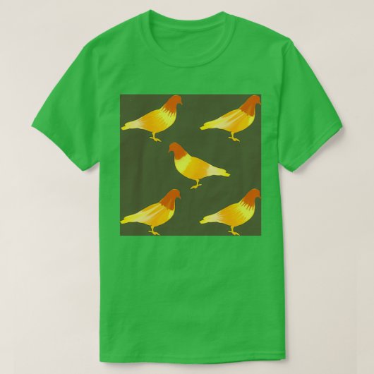 Power Pigeon Pattern in Yellow and Brown T-shirt (Design voorkant)