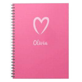 Power Pink Heart Naam Minimalist Notitieboek
