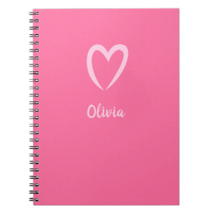 Power Pink Heart Naam Minimalist Notitieboek