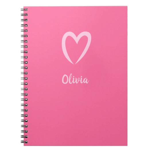 Power Pink Heart Naam Minimalist Notitieboek (Voorkant)