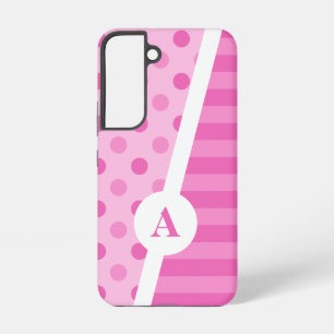 Power Pink Polka Dot en Stripe Patroon Samsung Galaxy Hoesje