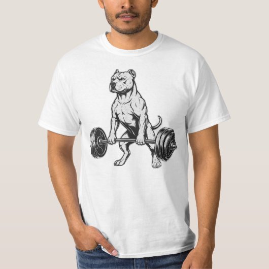 Power Pit Bull Gewichten heffen T-shirt (Voorkant)