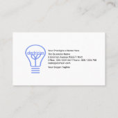 Power Plug Blue Light Bulk Silhouette Visitekaartje (Achterkant)