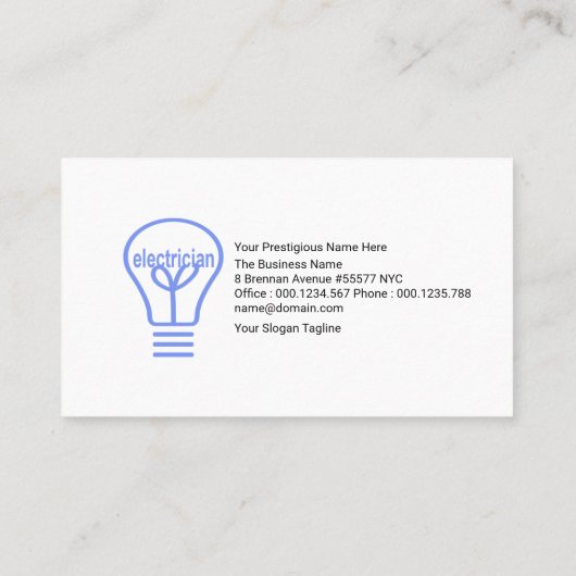 Power Plug Blue Light Bulk Silhouette Visitekaartje (Achterkant)