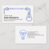 Power Plug Blue Light Bulk Silhouette Visitekaartje (Voorkant / Achterkant)