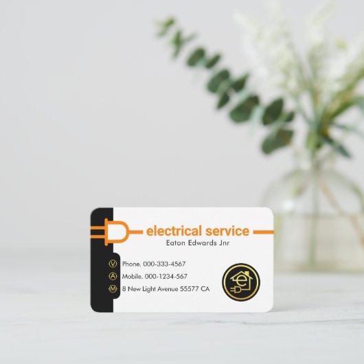 Power Plug Electrical Supply Line Visitekaartje (Staand voorkant)