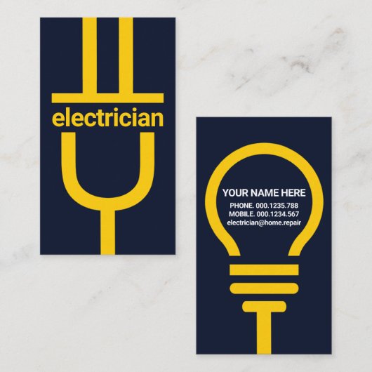 Power Plug-lampje omhoog Visitekaartje (Voorkant / Achterkant)