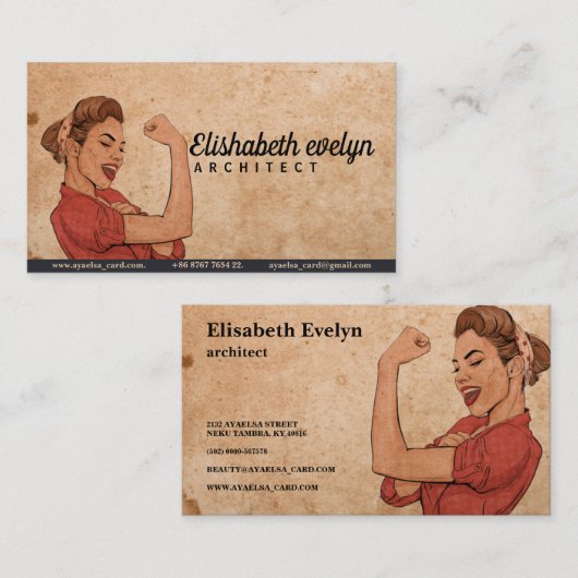 Power Pop Art Voman Drawn  Visitekaartje (Voorkant / Achterkant)