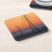 Power Pylons op zonsondergang Bier Onderzetter (Linkerzijde)