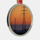 Power Pylons op zonsondergang Metalen Ornament (Rechts)