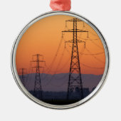 Power Pylons op zonsondergang Metalen Ornament (Voorkant)