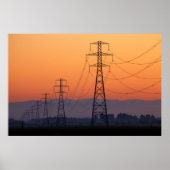 Power Pylons op zonsondergang Poster (Voorkant)
