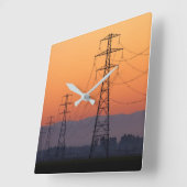 Power Pylons op zonsondergang Vierkante Klok (Hoek)