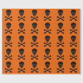Power Skull Black en Oranje Cadeaupapier (Vlak)