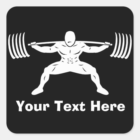 Power Squat "POWER LIFTING" -  Vierkante Sticker (Voorkant)