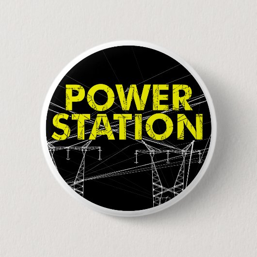 Power Station Badge/ Pin Ronde Button 5,7 Cm (Voorkant)