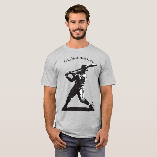 Power Swing - Comic Style Baseball Design T-shirt (Voorkant volledig)