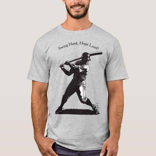 Power Swing - Comic Style Baseball Design T-shirt (Voorkant)