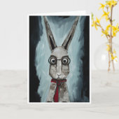 Power Tie. A rabbit with eye glasses and a red tie Kaart (Gele Bloem)