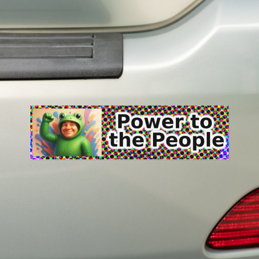 Power to the people. Man in a Frog suit. Bumpersticker (Op auto)