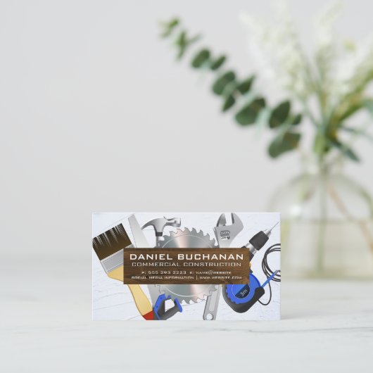 Power Tools | Houtraad | Textielwand Visitekaartje (Staand voorkant)