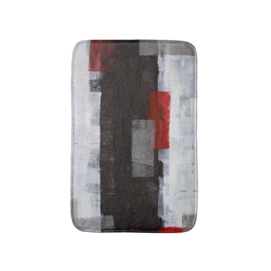'Power Trip' grijze en rode Abstracte kunst Badmat (Voorkant Verticaal)