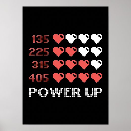 Power Up Bar, Funny, Gamer, Retro, Geek, Nerd Poster (Voorkant)
