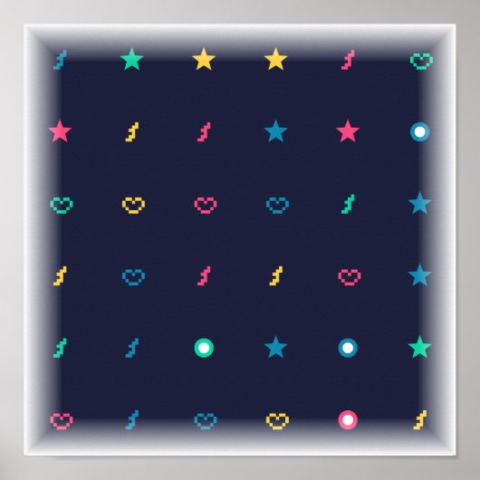 Power-Up Icons Patroon - 8-Bit Videogame Kunst Poster (Voorkant)