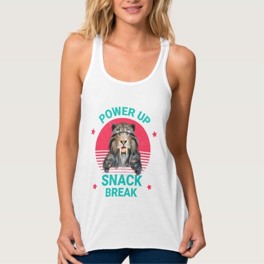 Power Up Snack Break Sabeltandtijger Tanktop (Voorkant)