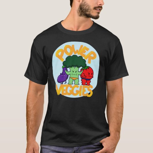 Power Veggies Musea Bodybuilder Vegetables Classi T-shirt (Voorkant)