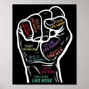 Power Vuist Hand Inspirerende Leiders Zwarte Gesch Poster