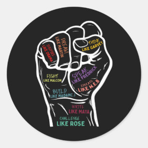 Power Vuist Hand Inspirerende Leiders Zwarte Gesch Ronde Sticker