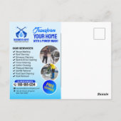 Power Wash House Reiniging Druk Wassen Briefkaart (Achterkant)