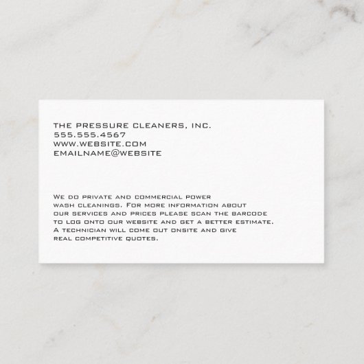 Power Wash-logo | Arbeider die bestrating schoonma Visitekaartje (Achterkant)