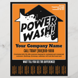 Power Wash Pressure Cleaning Marketing Adverteren Flyer