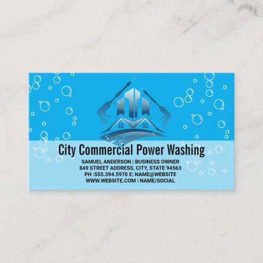 Power Washing Logo | Zeepbellen  Visitekaartje (Voorkant)