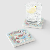 Power Word "Love" op een marmer Onderzetter met Da (Zijkant)