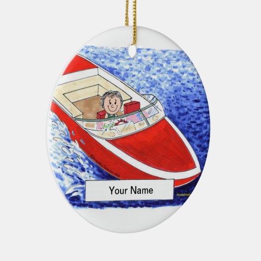 Powerboat - Vrouw Keramisch Ornament (Rechts)